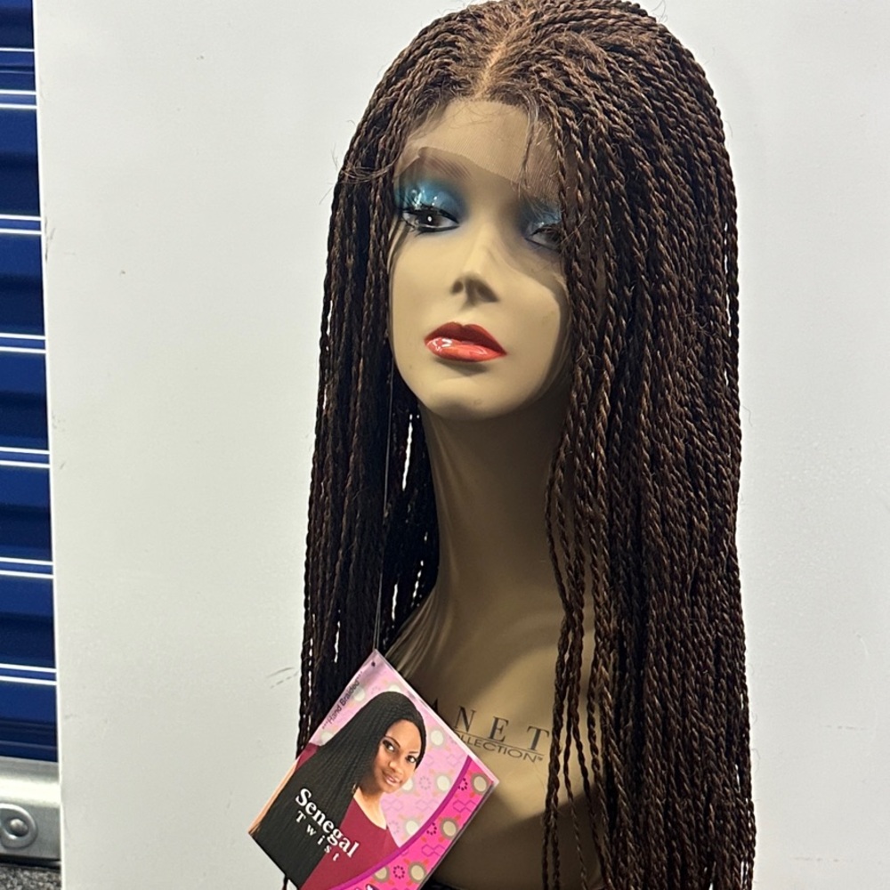 Long Brown Braided Lace Front Wig - Natural Brown